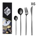 Ménagère de 24 pièces en acier inoxydable noir mat pour 6 personnes avec coffret cadeau noir - Noir