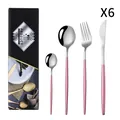 Ménagère 24 pièces en acier inoxydable rose et argent pour 6 avec boîte cadeau - Argent Rose
