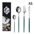Ménagère 24 pièces en acier inoxydable argenté et vert foncé avec son coffret cadeau - Vert Foncé Argent