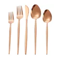 Service de couverts 5 pièces en acier inoxydable or rose avec finition miroir moderne - Service Couverts Or Rose 304