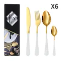 24-piece luxury cutlery set in gold and white finish with stylish storage box - Platinum
