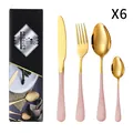 24-piece pink and gold stainless steel cutlery set for 6 persons in a luxury black gift box - Pink Gold