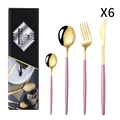 Ménagère 24 pièces en acier inoxydable rose et or avec coffret cadeau moderne - Or Rose