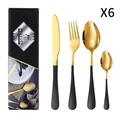 24-piece black and gold stainless steel cutlery set with spoons, forks and knives for 6 - Black Gold