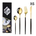 Ménagère 24 pièces en acier inox or et noir avec son coffret cadeau noir élégant - Or Noir