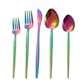 Ménagère 5 pièces en acier inoxydable PVD arc-en-ciel avec une finition miroir brillante - Service Couverts Arc-en-ciel 304
