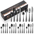 Modern 24-piece black stainless steel cutlery set with elegant gift box packaging - Black 24 Pieces (black Box)