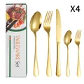 Ménagère de 20 pièces en acier inoxydable doré brillant, service de table pour 4 personnes - Collection de Couverts (Standard) / Or (Boîte Verte)