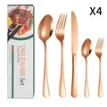 Ménagère 20 pièces en acier inoxydable or rose pour 4 personnes avec boîte cadeau - Collection de Couverts (Standard) / Or Rose (Boîte Verte)