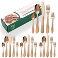 Set di posate in acciaio inossidabile oro rosa martellato con coltelli e cucchiai - Scatola Verde / Coltello Forchetta Cucchiaio Grande Cucchiaio Piccolo Forchetta da Dessert Collezione / Oro rosa