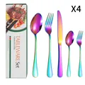 Ménagère de 20 pièces en acier inoxydable arc-en-ciel avec couteaux et fourchettes polis - Collection de Couverts (Standard) / Arc-en-ciel (Boîte Verte)