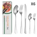 Set de couverts 20 pièces en acier inoxydable doré pour 6 personnes en boîte - Collection de Couverts (Étendu) / Argent (Vert)
