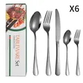 Ménagère de 5 pièces en acier inoxydable doré à côté de sa boîte d'emballage verte - Collection de Couverts (Étendu) / Noir (Boîte Verte)