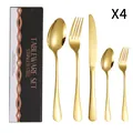 Ménagère 20 pièces en acier inoxydable doré pour 4 personnes avec boîte cadeau chic - Collection de Couverts (Standard) / Or (Boîte Noire)