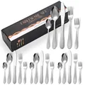 Ménagère en acier inoxydable martelé doré titane dans son coffret cadeau noir - Boîte Noire / Collection de Couverts Avec Fourchette à Dessert / Argent