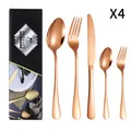 Ménagère de 20 pièces en acier inoxydable or rose avec son coffret cadeau noir - Collection de Couverts (Standard) / Or Rose (Nouvelle Boîte Noire)