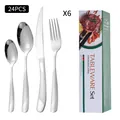 Ménagère 24 pièces en acier inoxydable avec manches texturés et coffret cadeau - Argent (Vert)