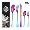 Ménagère de couverts en acier inoxydable arc-en-ciel pour 6 personnes avec couteaux - Collection de Couverts (Étendu) / Arc-en-ciel (Nouvelle Boîte Noire)