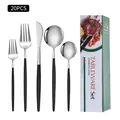 Ménagère 20 pièces en acier inoxydable avec manches noir mat et boîte de présentation - Boîte cadeau verte / Ensemble de 20 Pièces / Noir Argent