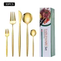 30-piece gold stainless steel cutlery set with elegant white and green gift box - Gold / Green Box
