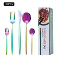 30-piece rainbow stainless steel cutlery set with iridescent finish and gift box - AB Color / Green Box