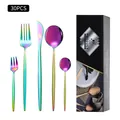 Rainbow rainbow stainless steel cutlery set 30 pieces in elegant black gift box - AB Color / New Black Box