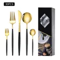 30-piece black and gold stainless steel cutlery set with a premium gift box - Black Gold / New Black Box