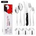 24-piece stainless steel cutlery set in silver with white gift box packaging - White Box / Silver