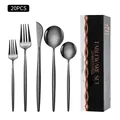 Ménagère 20 pièces en acier inoxydable noir mat avec son coffret cadeau élégant - Boîte Noire / Ensemble de 20 Pièces / Noir