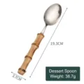 Detailed dimensions of 19.3cm stainless steel dessert spoon with bamboo handle - Dessert Spoon
