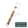 Detail of 19.5cm dessert fork with natural bamboo handle and stainless steel head - Dessert Fork