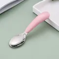 Toddler training spoon with pink ergonomic handle and 304 stainless steel head - 304 Pink Spoon