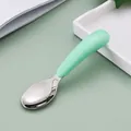 Toddler training spoon with mint green ergonomic handle and stainless steel head - 304 Green Spoon