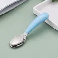 Sky blue kids ergonomic spoon made of 304 stainless steel for toddler feeding - 304 Blue Spoon