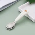 Toddler 304 stainless steel fork spoon set in beige with cartoon bear and round handle - 304 White Bear Fork