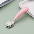 Baby learning spork with pink ergonomic handle and 304 stainless steel head - 304 Pink Fork