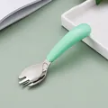 Toddler 304 stainless steel fork and spoon set with mint green ergonomic handles - 304 Green Fork