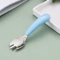 Toddler training spork with ergonomic light blue handle and polished stainless steel head - 304 Blue Fork