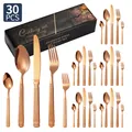 Ménagère de 30 pièces en acier inoxydable or rose pour 6 personnes avec coffret - Ensemble de 30 Pièces / Or rose