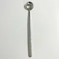 Polished silver 304 stainless steel coffee spoon with textured long handle grip - Stone Pattern / Iced Round Spoon / Silver