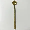Elegant gold-plated 304 stainless steel long handle mixing spoon with hammer pattern finish - Stone Pattern / Iced Round Spoon / Gold