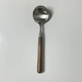 Cucchiaio in acciaio inox 304 con manico in legno di noce scuro e finitura spazzolata - Cucchiaio da Minestra Tondo (0245)