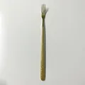 Elegant 304 stainless steel long handle dessert fork with golden hammered texture - Stone Pattern / Long Ice Fork / Gold