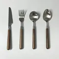 4-piece stainless steel cutlery set with walnut handles including knife, fork, and spoons - Knife Fork And Spoons (0245)