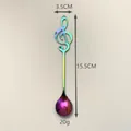Cuchara creativa de acero inoxidable 304 con forma de nota musical y acabado arcoíris - Multicolor