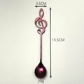 Roségoldener Musiknoten-Löffel aus 304 Edelstahl für Desserts und Kaffeegetränke - Lila