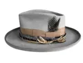 Light gray wool fedora hat featuring a vintage woven band and decorative polka dot feather - L(58-60cm) / Earth Gray