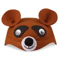 Gorro mapache de fieltro de lana marrón para niños con orejas redondas para juegos de rol - Oso de peluche