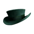 Klassieke donkergroene wolvilt hoge hoed met elegant ripslint en subtiel vouwdetail - L / Groen
