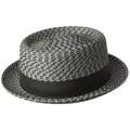Classic summer woven sun hat with black ribbon band on a clean white background - M (56-58cm) / Gray